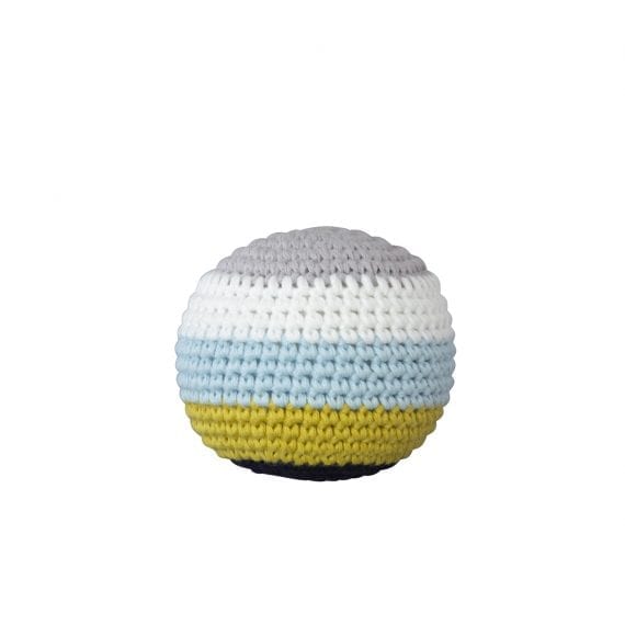 Crochet Ball Small Stripe with Beep blue