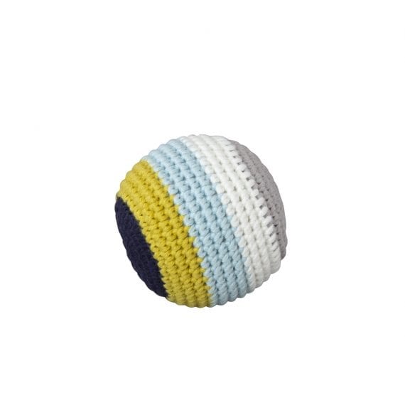 Crochet Ball Small Stripe with Beep blue