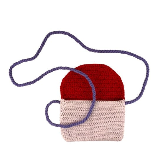 Crochet Bag Lilac Rust Red Open
