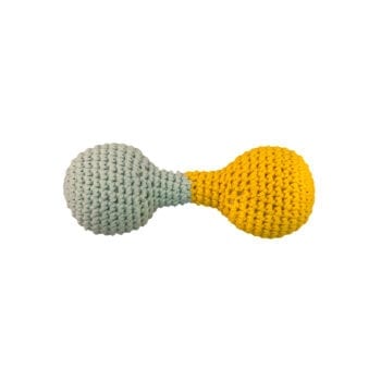 Crochet Dumbbel Rattle Yellow Blue