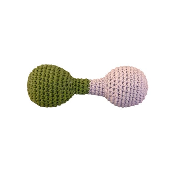 Crochet Dumbbell Rattle Lilac Green