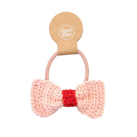 Crochet Hair Elastics Bow Pink Packaging