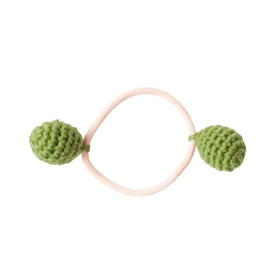 Hair Elastic Crochet Balls Green
