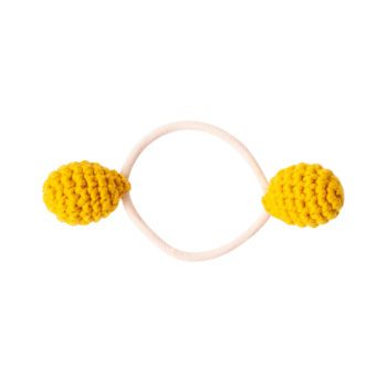 Hair Elastic Crochet Balls Mustard