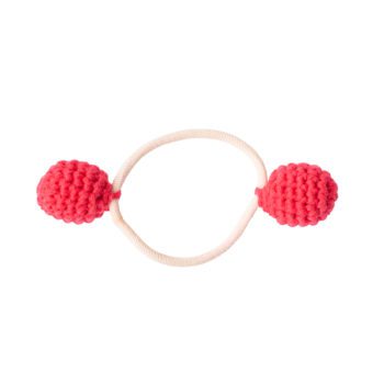 Hair Elastic Crochet Balls Red
