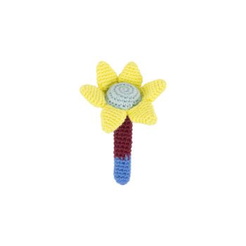 Crochet Rattle Flower Yellow